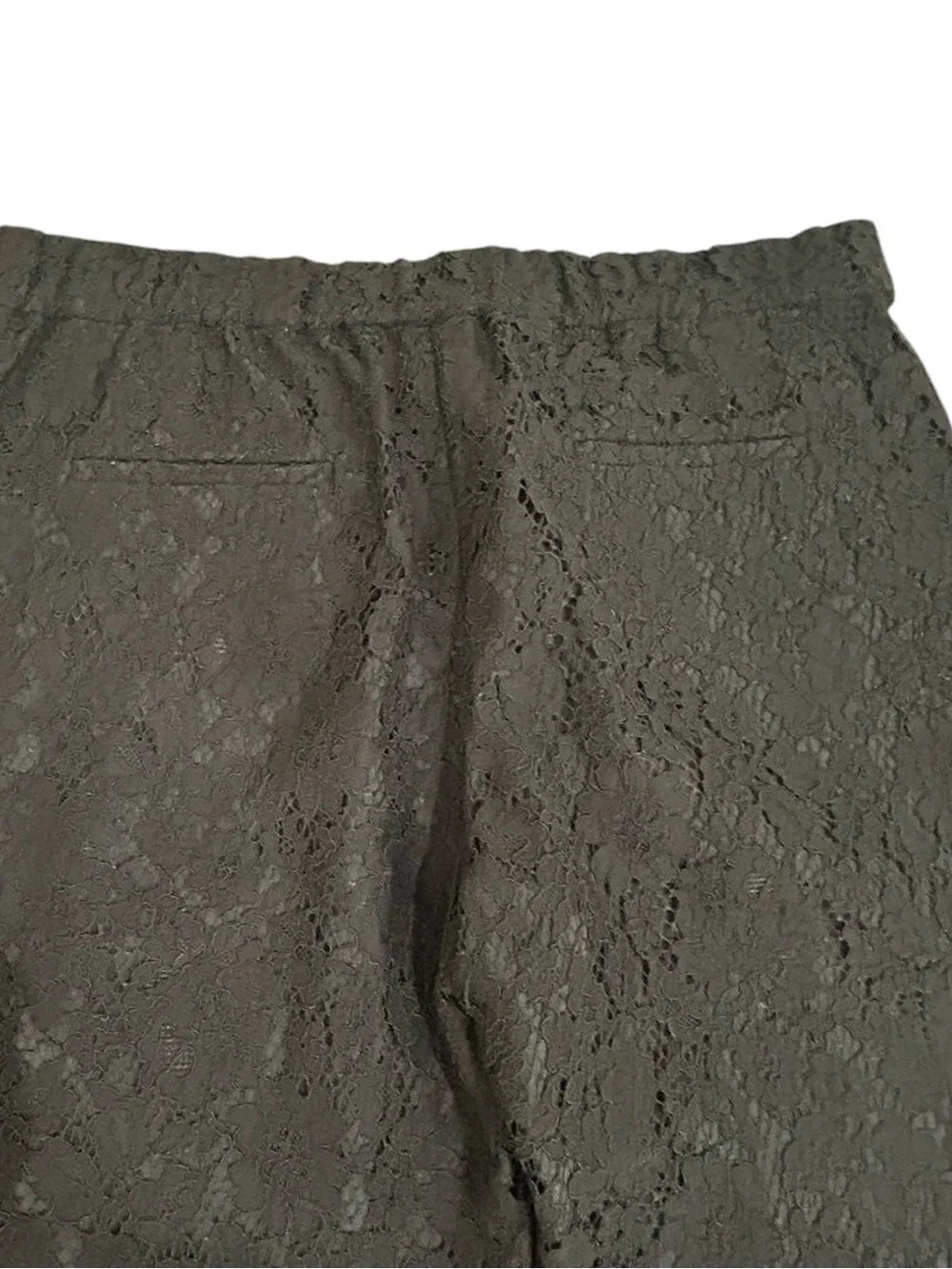J. Crew Black lined pull on lace cropped straight leg pants elastic waist sz 10